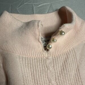 Maggie Lawrence Sweater Pink Large 14/16 Pearl Button Collar Romantic Feminine